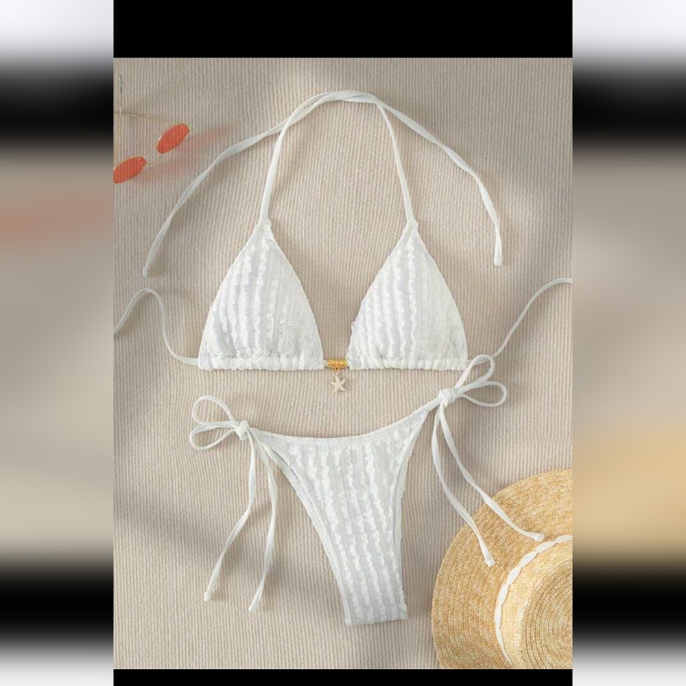 NWT Lace Triangle Bikini - White - Size Small